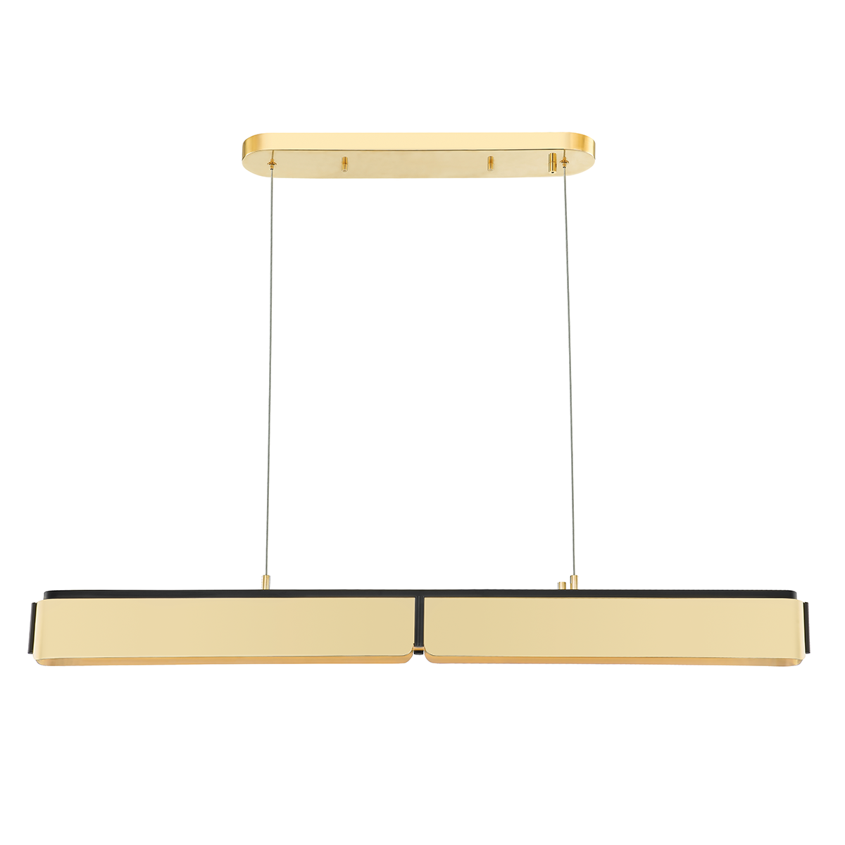 Tribeca Linear in aged brass — a Hudson Valley linear for dining rooms, kitchen islands, and long consoles at Laurie Yapp Home.