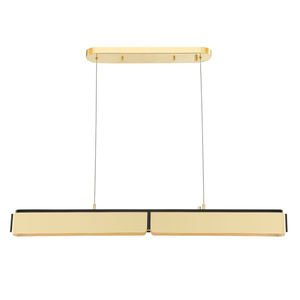 Tribeca Linear in aged brass — a Hudson Valley linear for dining rooms, kitchen islands, and long consoles at Laurie Yapp Home.