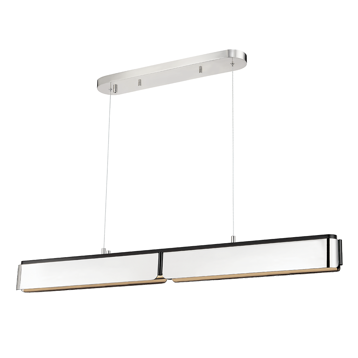 Tribeca Linear in black shown from a second angle to highlight the extended frame and shade array.