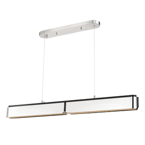 Tribeca Linear in black shown from a second angle to highlight the extended frame and shade array.