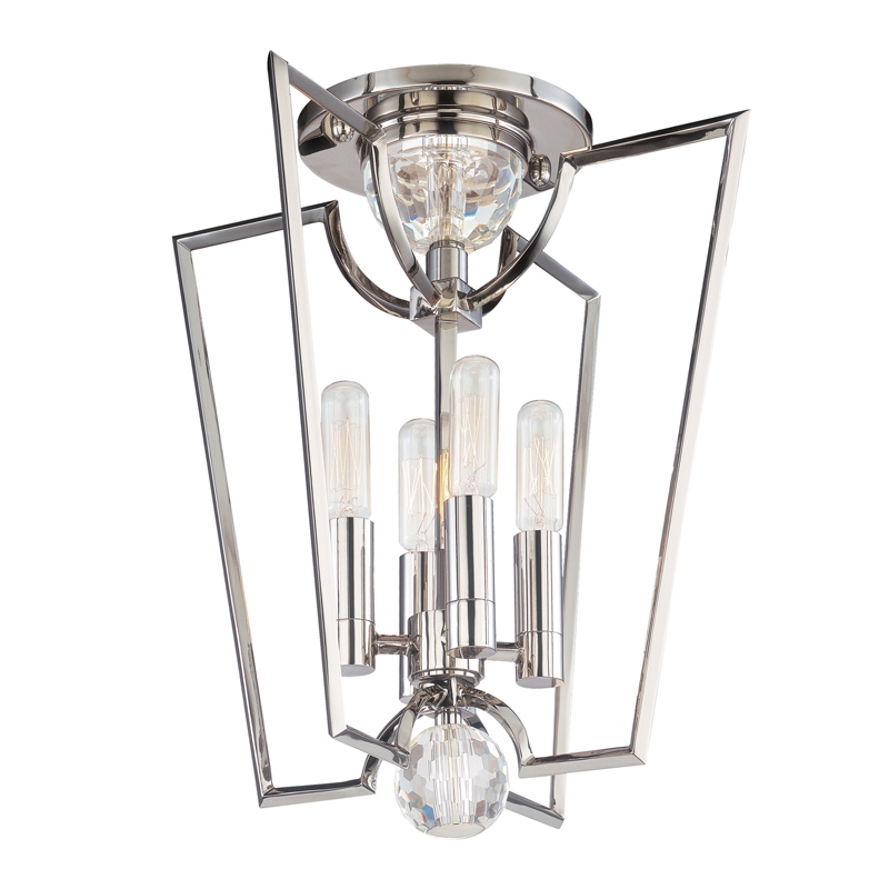 Waterloo Semi Flush in polished nickel — a Hudson Valley semi flush for hallways, bedrooms, and entryways at Laurie Yapp Home.