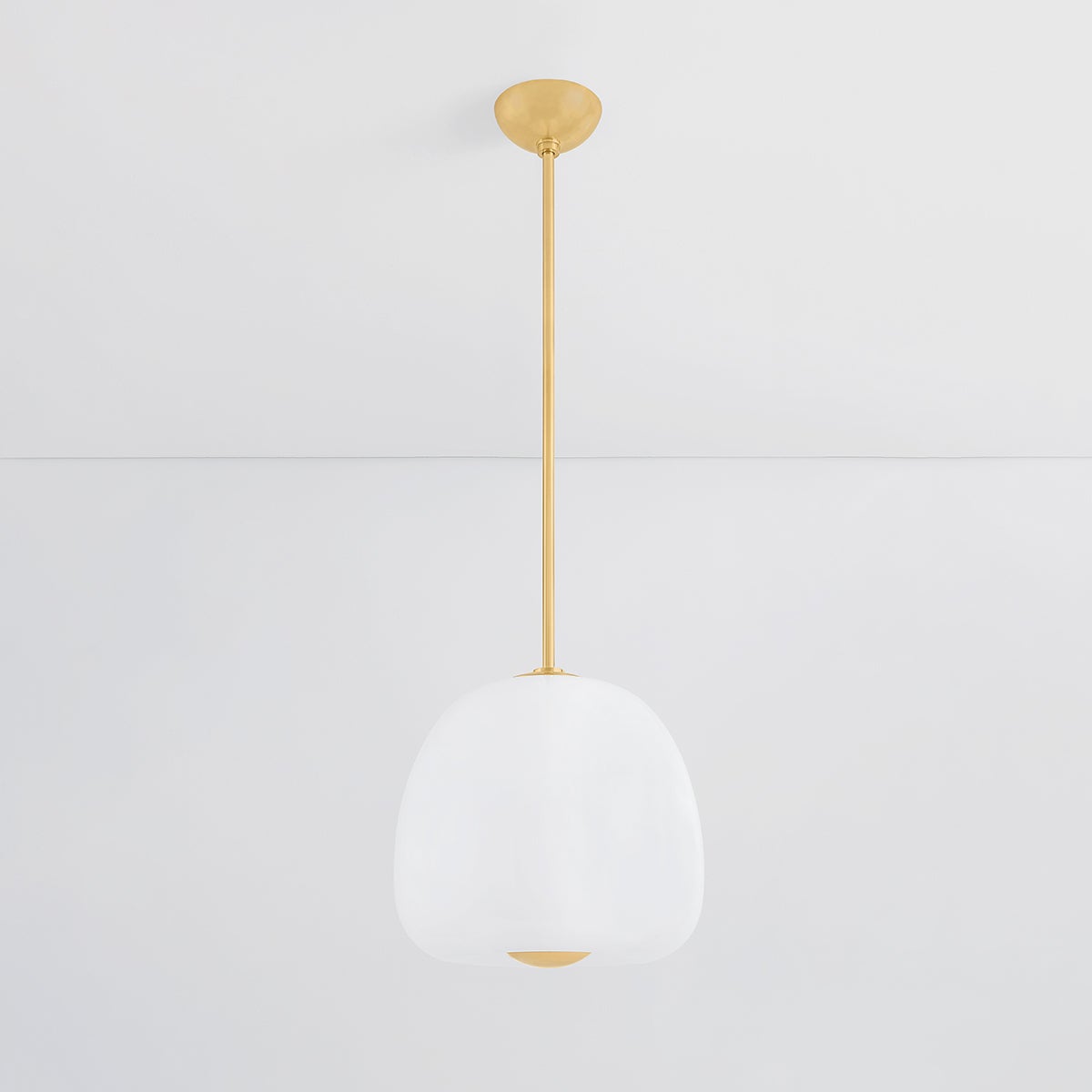 Scranton Pendant 15" in aged brass shown from the front to reveal the shade shape and metal detail.