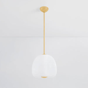 Scranton Pendant 15" in aged brass shown from the front to reveal the shade shape and metal detail.