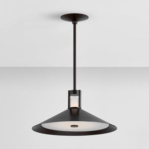 Close-up of the Clermont Pendant 20" in dark bronze showing the shade shape and metal detail.