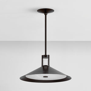 Close-up of the Clermont Pendant 20" in dark bronze showing the shade shape and metal detail.