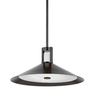 Clermont Pendant 20" in dark bronze shown from a second angle to highlight the shade shape and metal detail.