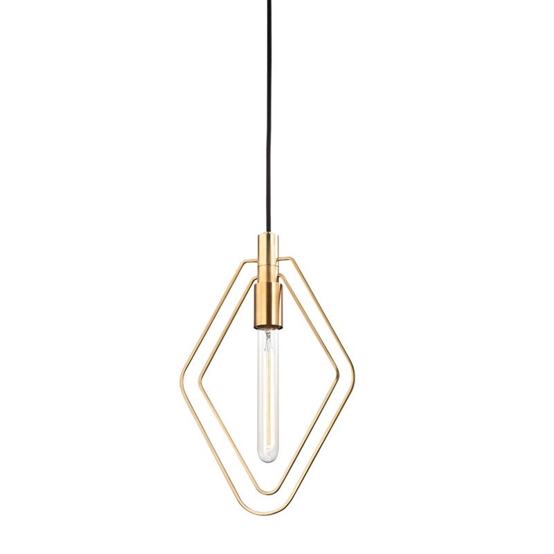 Masonville Pendant 9.75" in aged brass — a Hudson Valley pendant for kitchens, entries, and dining rooms at Laurie Yapp Home.
