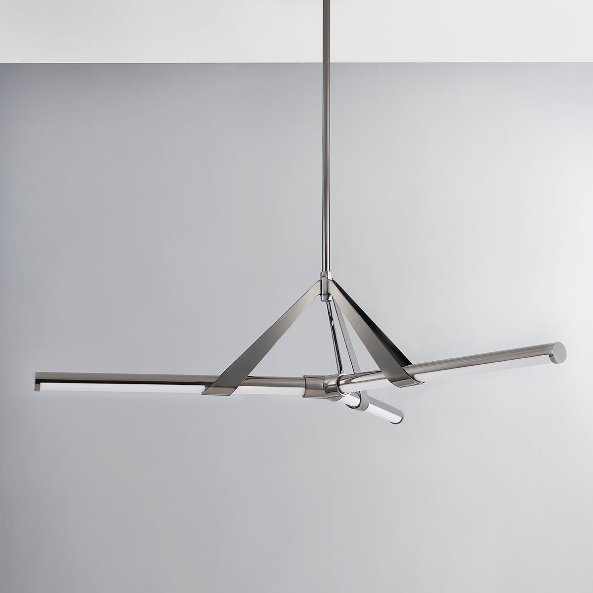 Close-up of the Jonas Chandelier 46" showing the frame, arms, and shade detail.