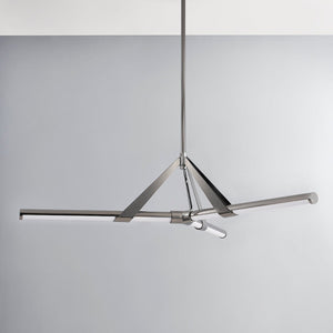 Close-up of the Jonas Chandelier 46" showing the frame, arms, and shade detail.