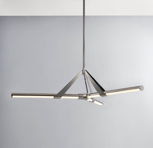 Close-up of the Jonas Chandelier 46" showing the frame, arms, and shade detail.