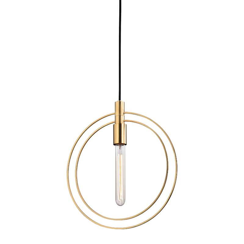 Masonville Pendant 13.75" in aged brass — a Hudson Valley pendant for kitchens, entries, and dining rooms at Laurie Yapp Home.