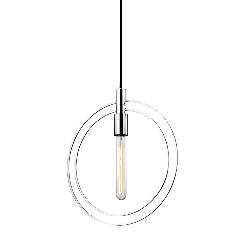 Masonville Pendant 13.75" in polished nickel shown from the front to reveal the shade shape and metal detail.
