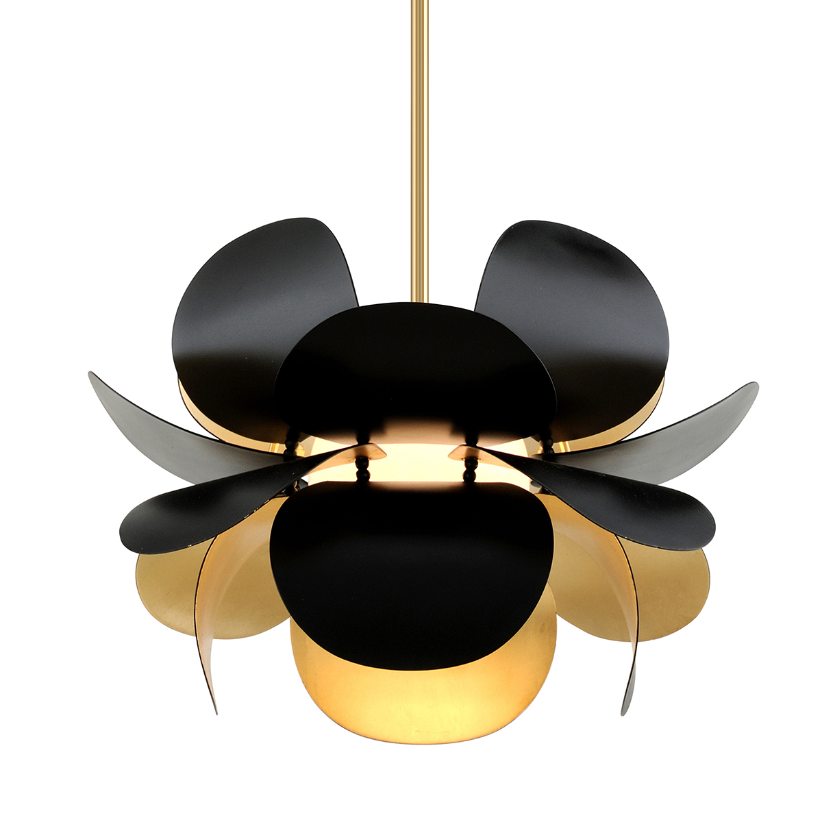 Ginger Chandelier 17.75" x 12" in Gold Leaf and Soft Black — a Corbett chandelier for dining rooms, entries, and living rooms at Laurie Yapp Home.