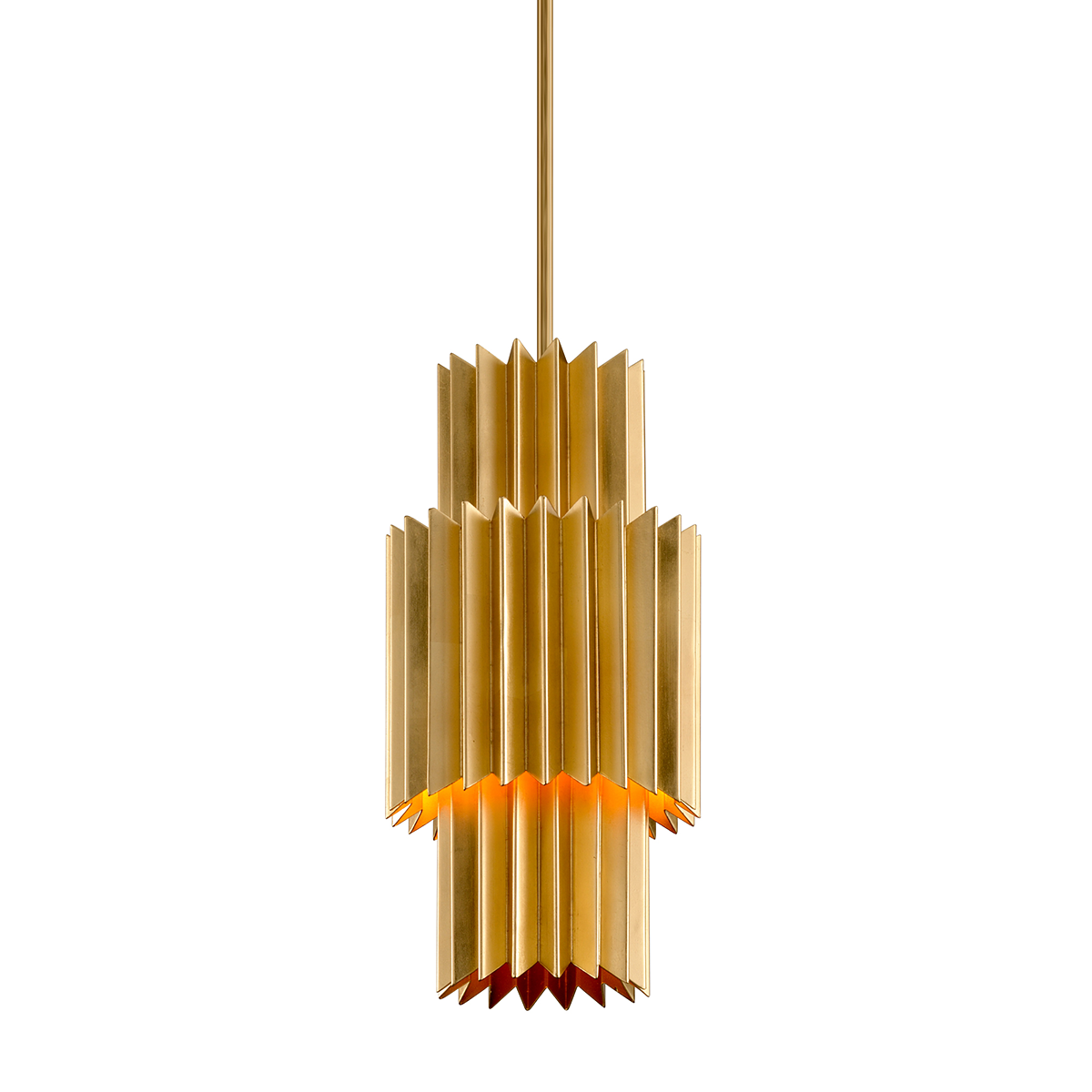 Moxy Pendant 9.5" x 19.75" in Gold Leaf — a Corbett pendant for kitchens, entries, and dining rooms at Laurie Yapp Home.