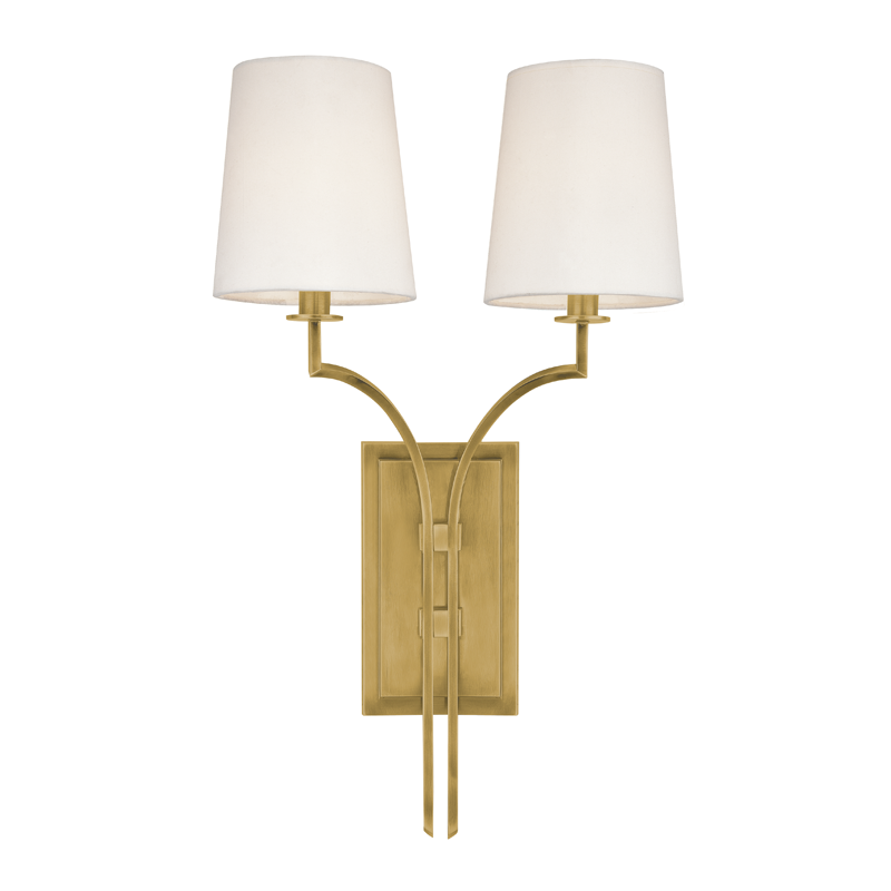 Glenford Wall Sconce 13" in aged brass — a Hudson Valley wall sconce for bathrooms, hallways, and living rooms at Laurie Yapp Home.