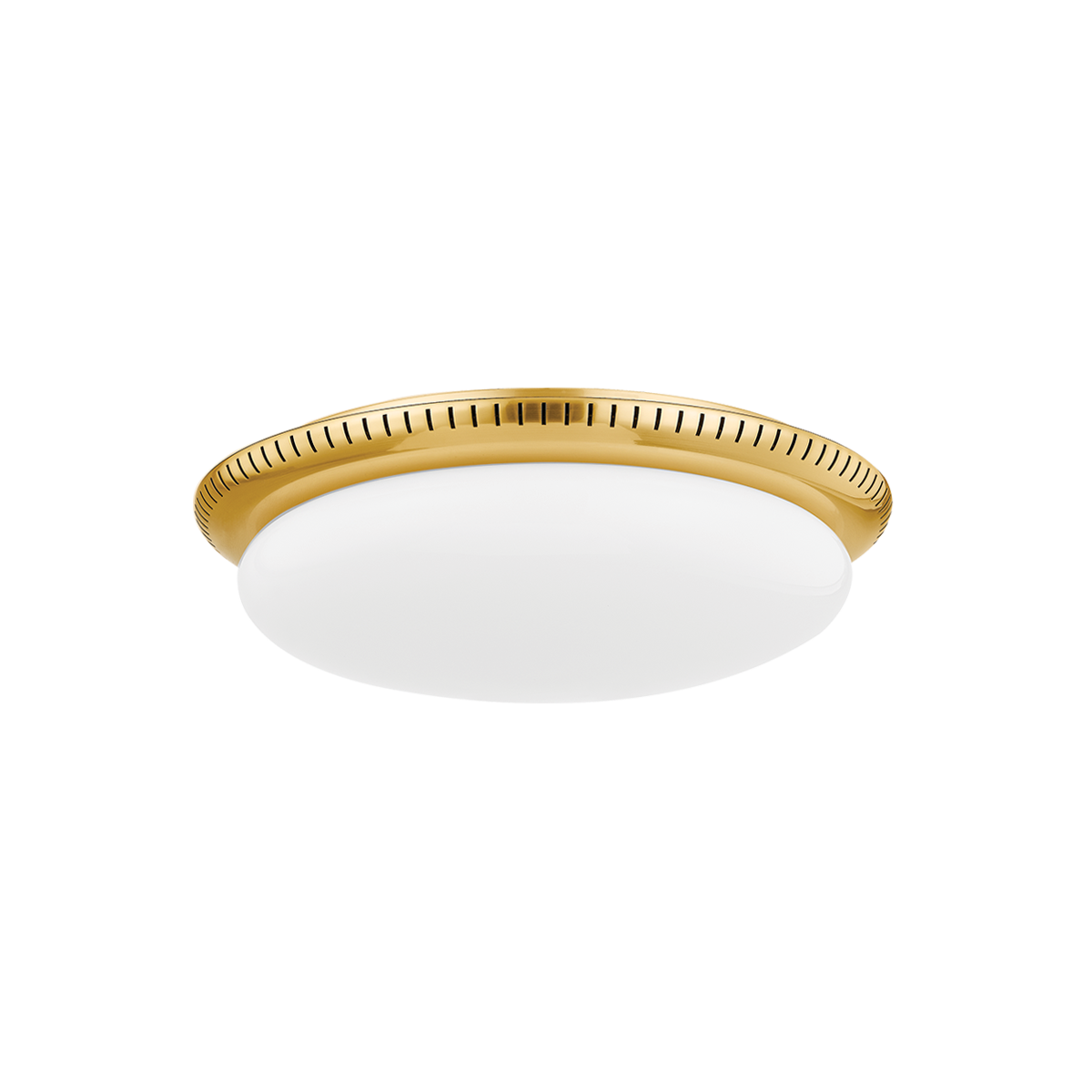 North Castle Flush Mount 14.25" in aged brass — a Hudson Valley flush mount for hallways, bedrooms, and entryways at Laurie Yapp Home.