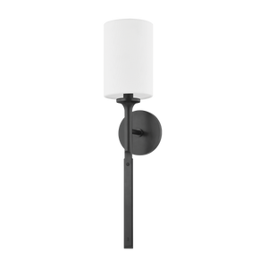 Brewster Wall Sconce in bronze shown from a second angle to highlight the arm curve and shade silhouette.