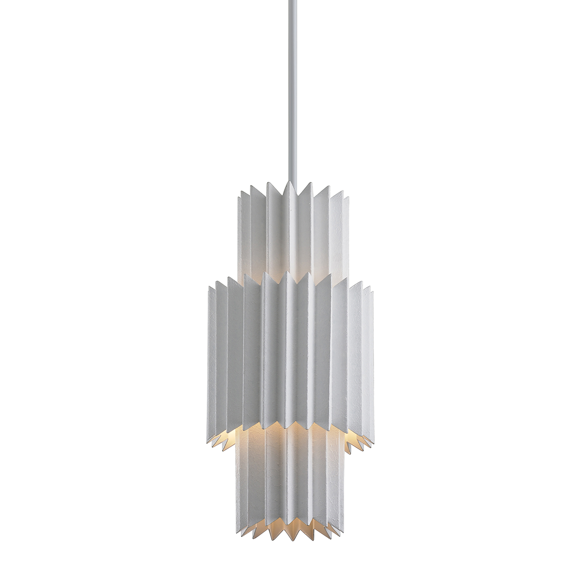 Moxy Pendant 9.5" x 19.75" in Gesso White — a Corbett pendant for kitchens, entries, and dining rooms at Laurie Yapp Home.