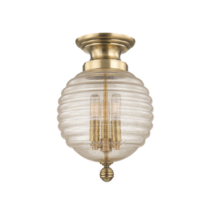 Coolidge Flush Mount in aged brass — a Hudson Valley flush mount for hallways, bedrooms, and entryways at Laurie Yapp Home.