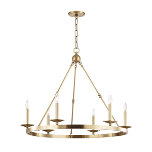 Allendale Chandelier 35.75" x 27.75" in aged brass — a Hudson Valley chandelier for dining rooms, entries, and living rooms at Laurie Yapp Home.
