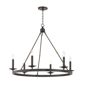 Allendale Chandelier 35.75" x 27.75" shown from a second angle to highlight the frame, arms, and shade detail.