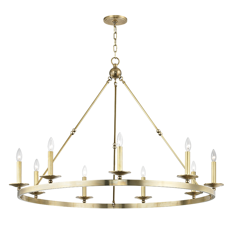 Allendale Chandelier 46.25" x 32.25" in aged brass — a Hudson Valley chandelier for dining rooms, entries, and living rooms at Laurie Yapp Home.