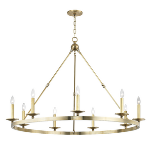 Allendale Chandelier 46.25" x 32.25" in aged brass — a Hudson Valley chandelier for dining rooms, entries, and living rooms at Laurie Yapp Home.