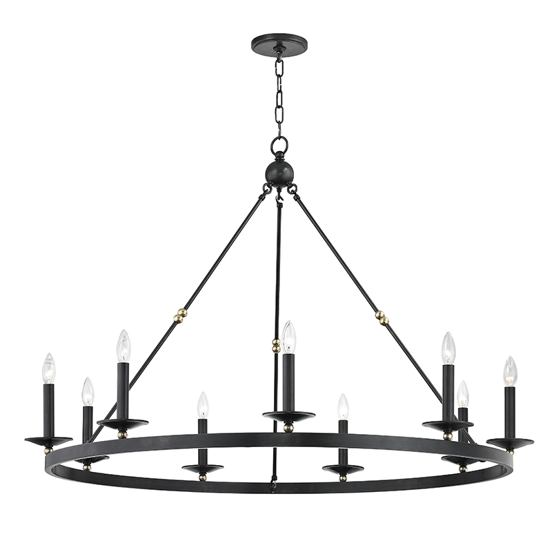 Allendale Chandelier 46.25" x 32.25" shown from a second angle to highlight the frame, arms, and shade detail.