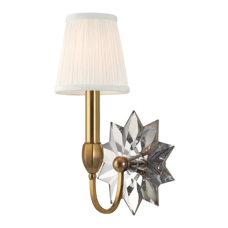 Barton Wall Sconce 7.5" in aged brass — a Hudson Valley wall sconce for bathrooms, hallways, and living rooms at Laurie Yapp Home.