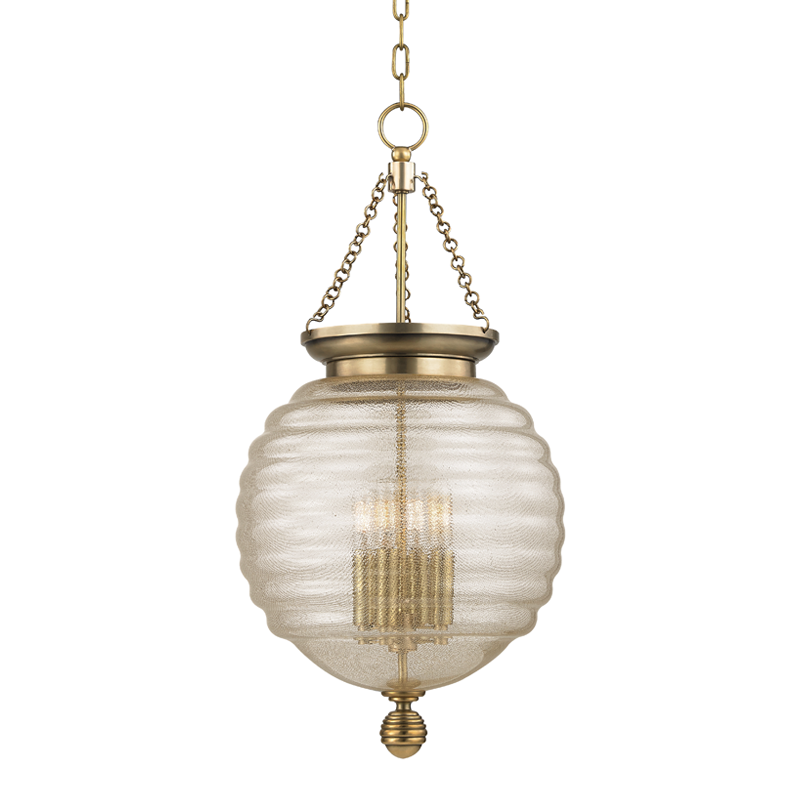 Coolidge Pendant 14" in aged brass — a Hudson Valley pendant for kitchens, entries, and dining rooms at Laurie Yapp Home.