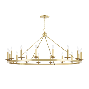 Allendale Chandelier 58" x 27.25" in aged brass — a Hudson Valley chandelier for dining rooms, entries, and living rooms at Laurie Yapp Home.
