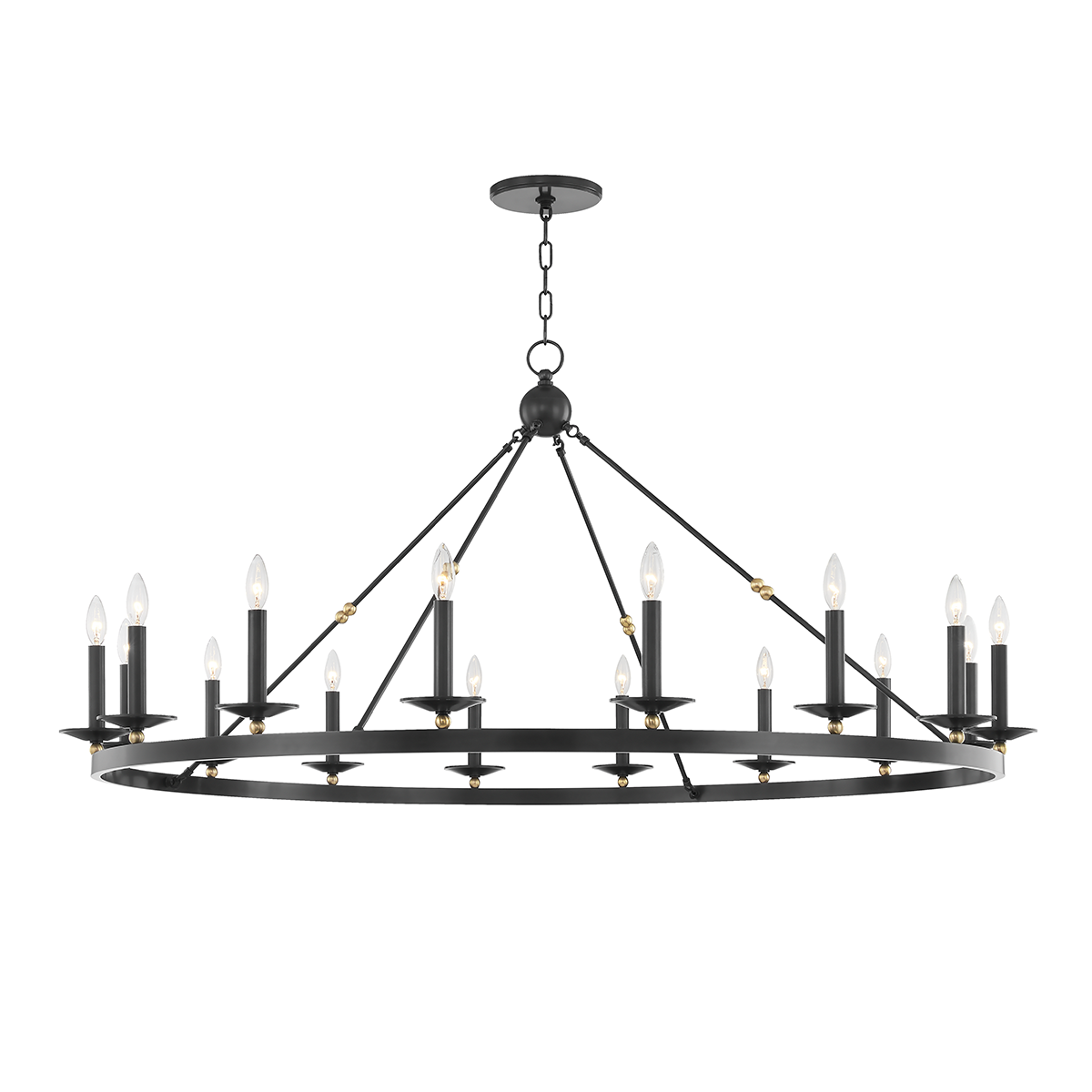 Allendale Chandelier 58" x 27.25" in aged brass — a Hudson Valley chandelier for dining rooms, entries, and living rooms at Laurie Yapp Home.