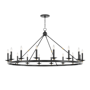 Allendale Chandelier 58" x 27.25" shown from a second angle to highlight the frame, arms, and shade detail.