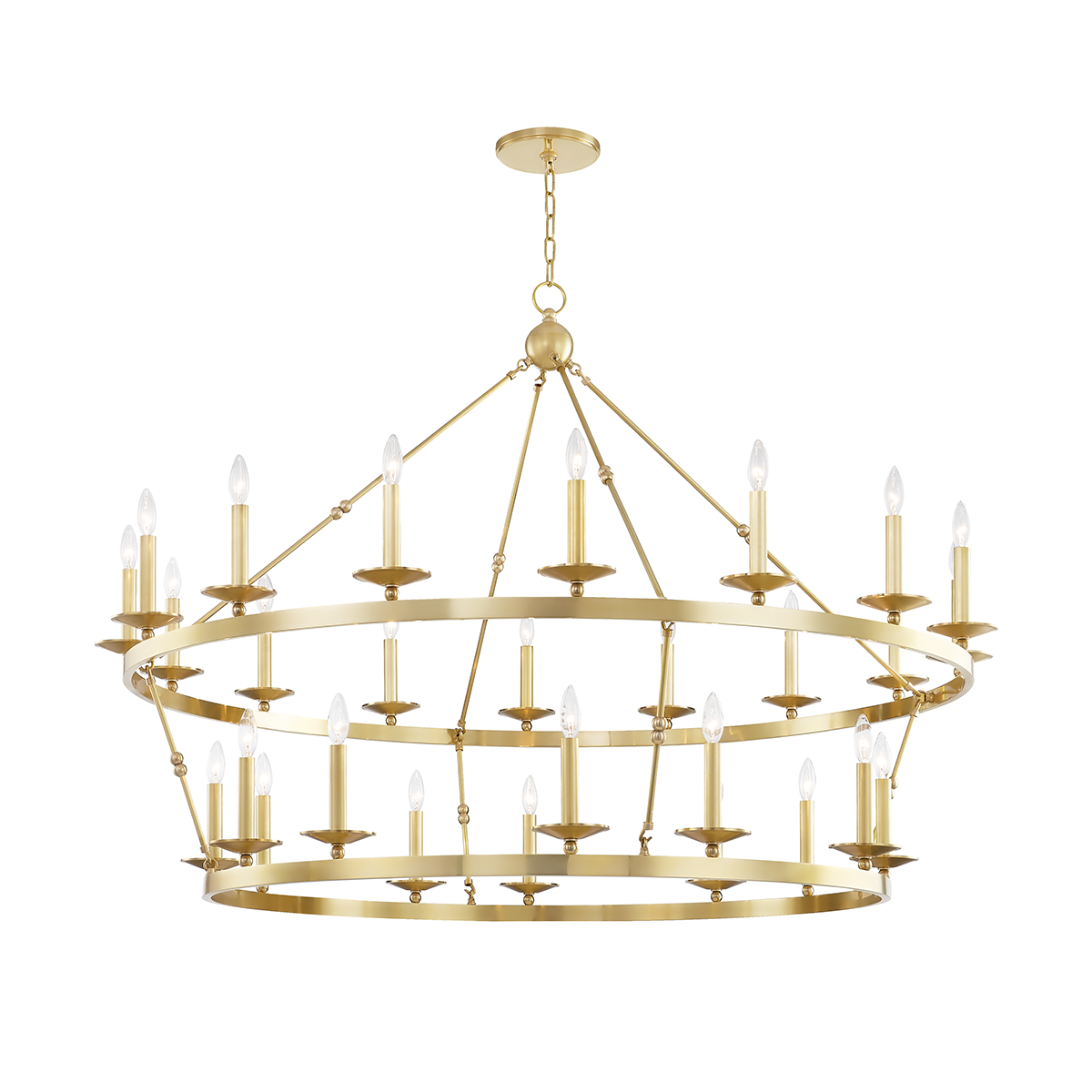 Allendale Chandelier 58" x 40.75" in aged brass — a Hudson Valley chandelier for dining rooms, entries, and living rooms at Laurie Yapp Home.