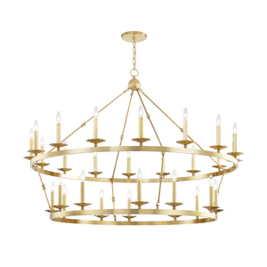 Allendale Chandelier 58" x 40.75" in aged brass — a Hudson Valley chandelier for dining rooms, entries, and living rooms at Laurie Yapp Home.