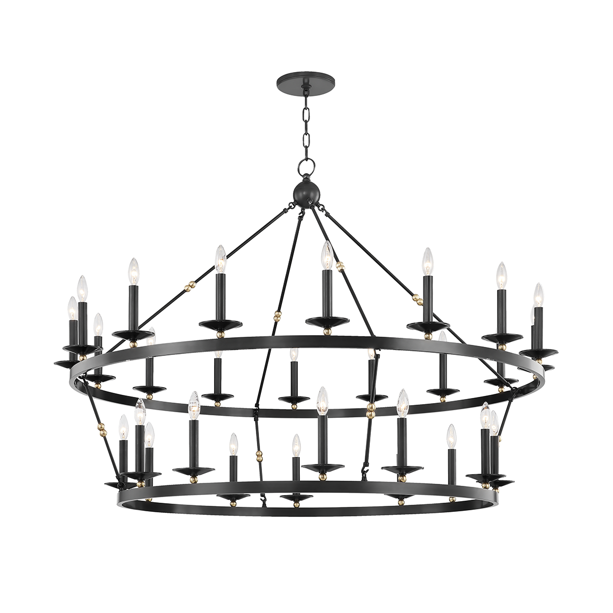 Allendale Chandelier 58" x 40.75" in aged brass — a Hudson Valley chandelier for dining rooms, entries, and living rooms at Laurie Yapp Home.
