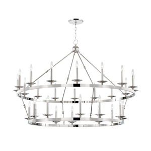 Allendale Chandelier 58" x 40.75" in polished nickel shown from the front to reveal the frame, arms, and shade detail.