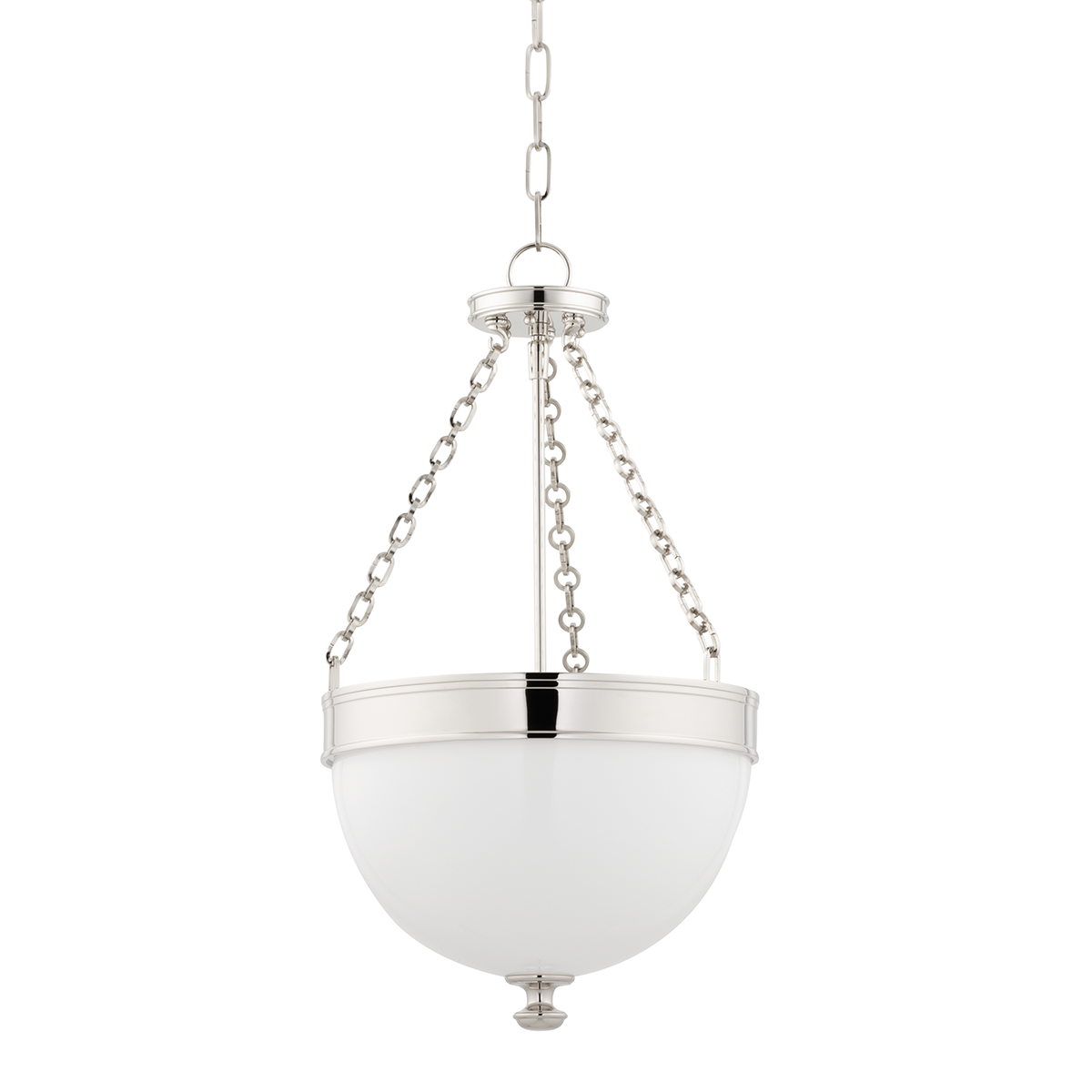 Barrington Pendant 14" in polished nickel shown from the front to reveal the shade shape and metal detail.