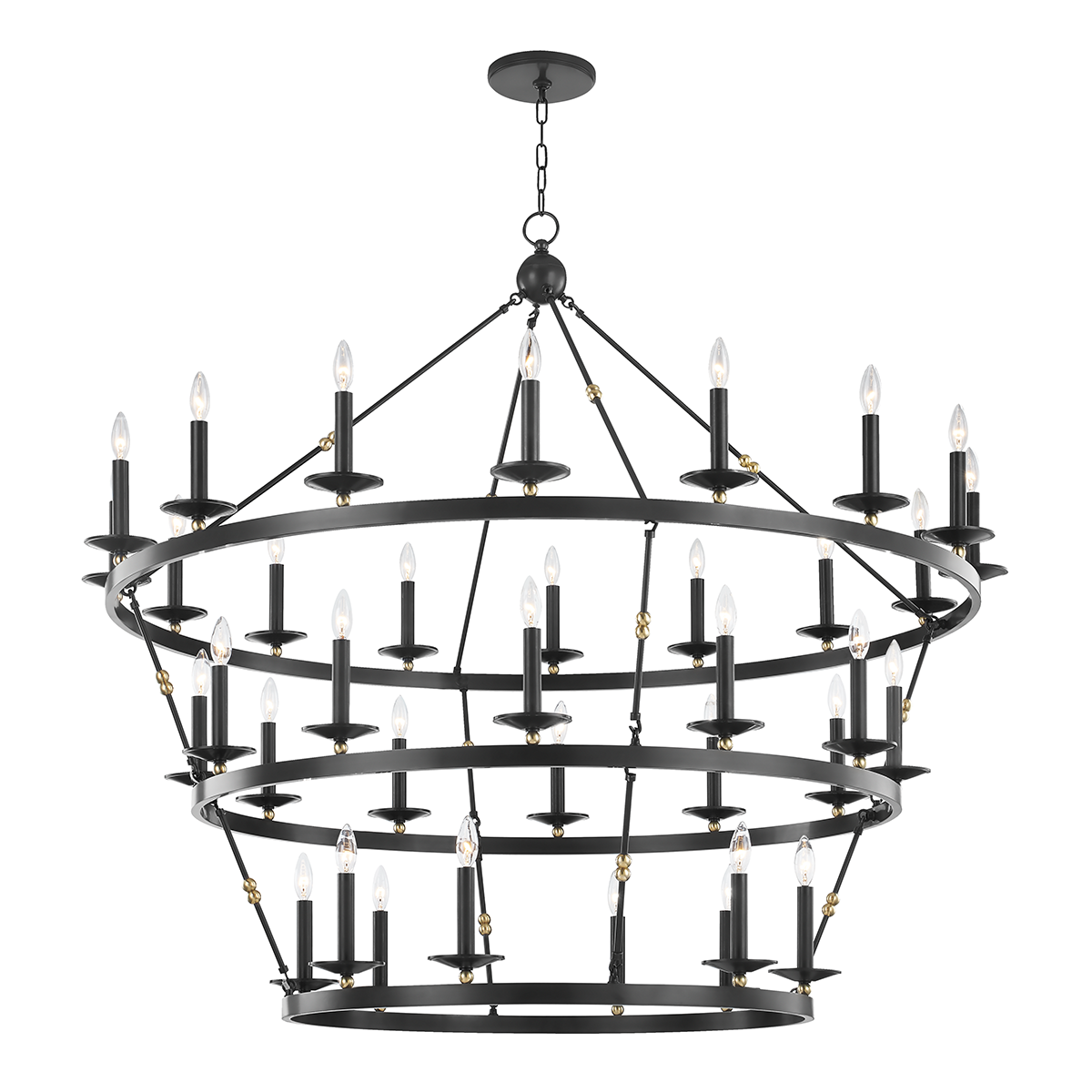 Allendale Chandelier 58" x 54.25" in aged brass — a Hudson Valley chandelier for dining rooms, entries, and living rooms at Laurie Yapp Home.