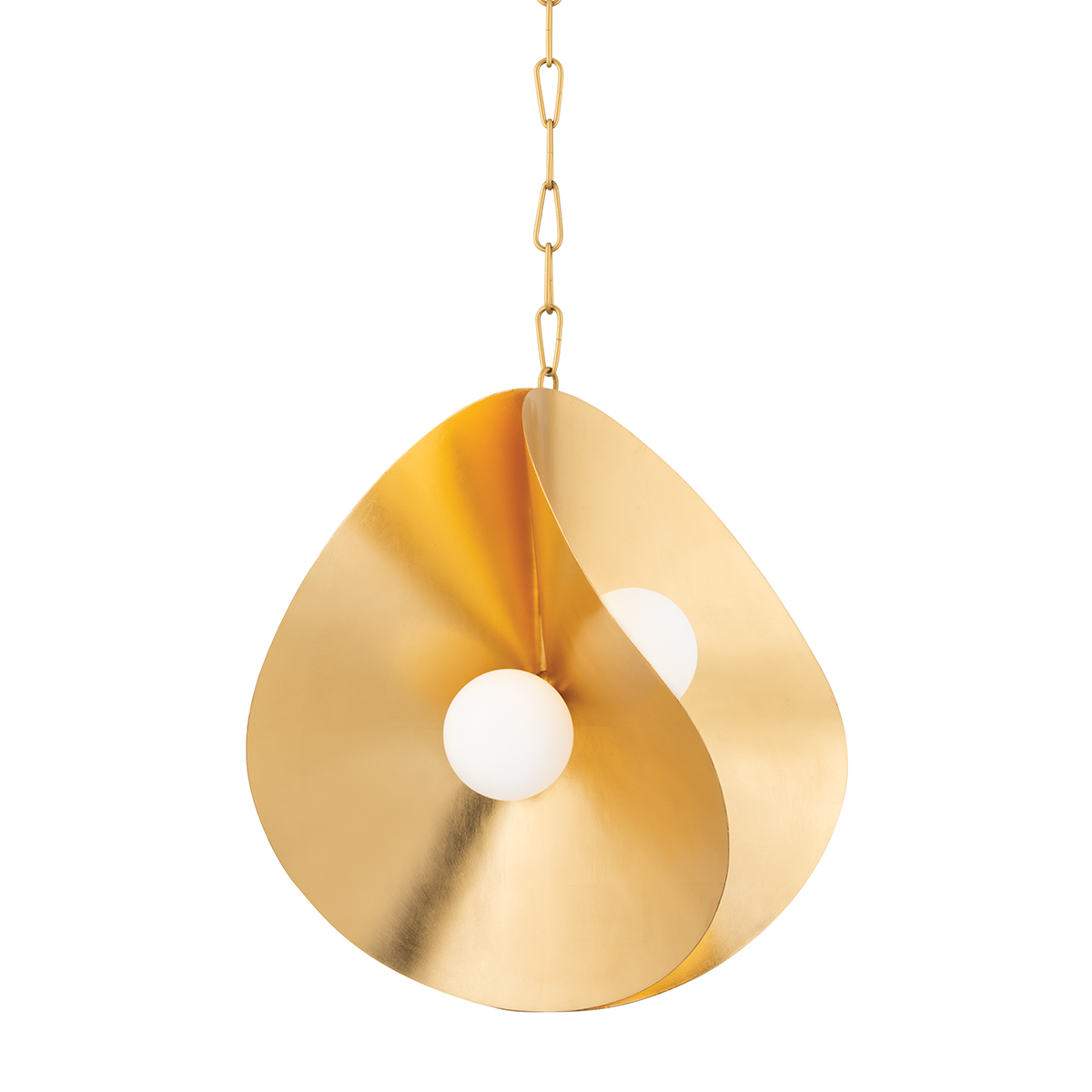 Peony Pendant 18" shown from the front to reveal the shade shape and metal detail.