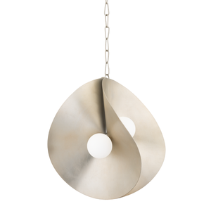 Peony Pendant 23.5" shown from a second angle to highlight the shade shape and metal detail.