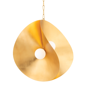 Peony Pendant 18" shown from a second angle to highlight the shade shape and metal detail.