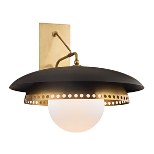 Herkimer Wall Sconce in aged brass — a Hudson Valley wall sconce for bathrooms, hallways, and living rooms at Laurie Yapp Home.