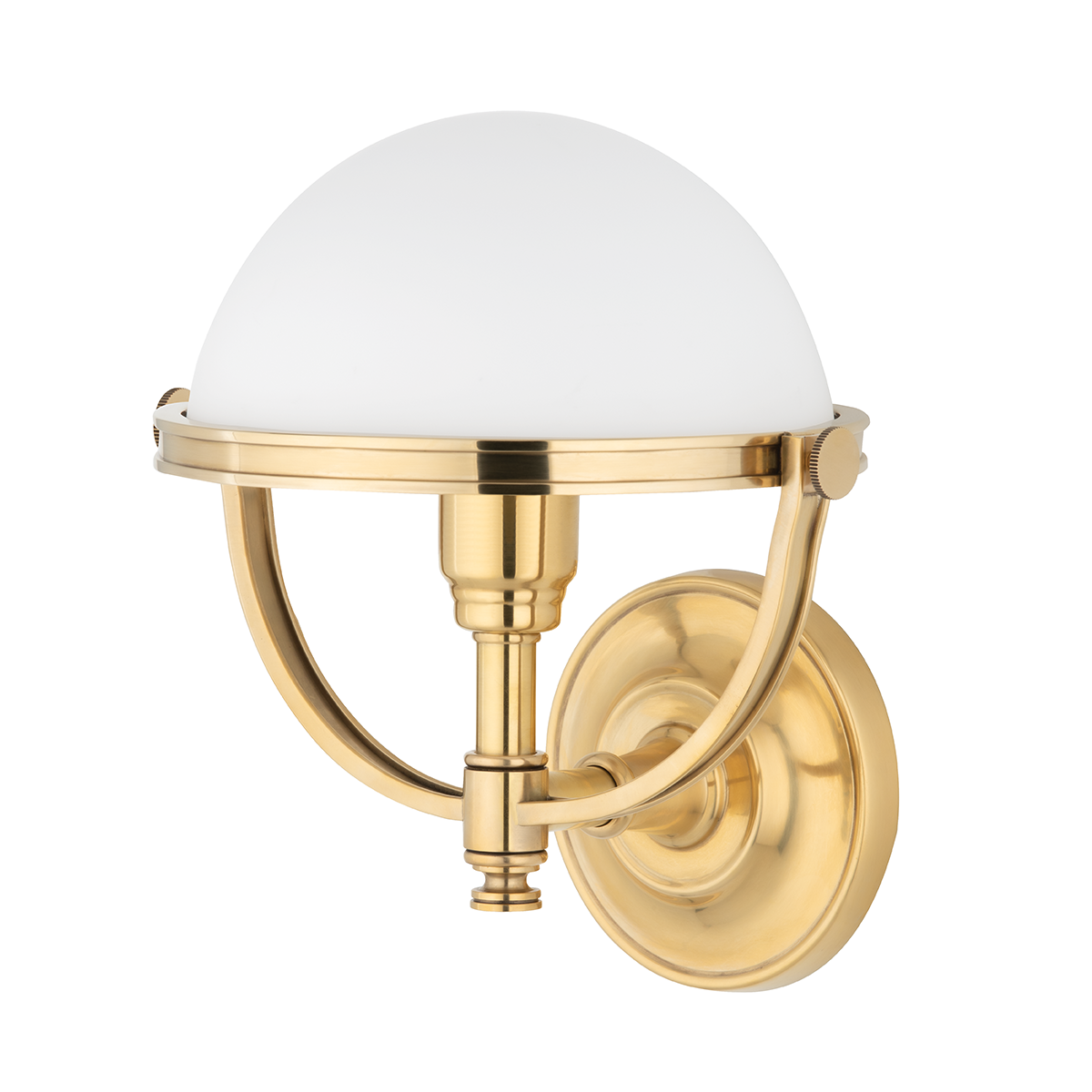 Stratford Wall Sconce in aged brass — a Hudson Valley wall sconce for bathrooms, hallways, and living rooms at Laurie Yapp Home.