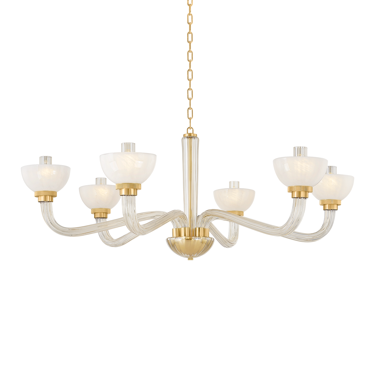 St. Lawrence Chandelier 48.5" in aged brass — a Hudson Valley chandelier for dining rooms, entries, and living rooms at Laurie Yapp Home.