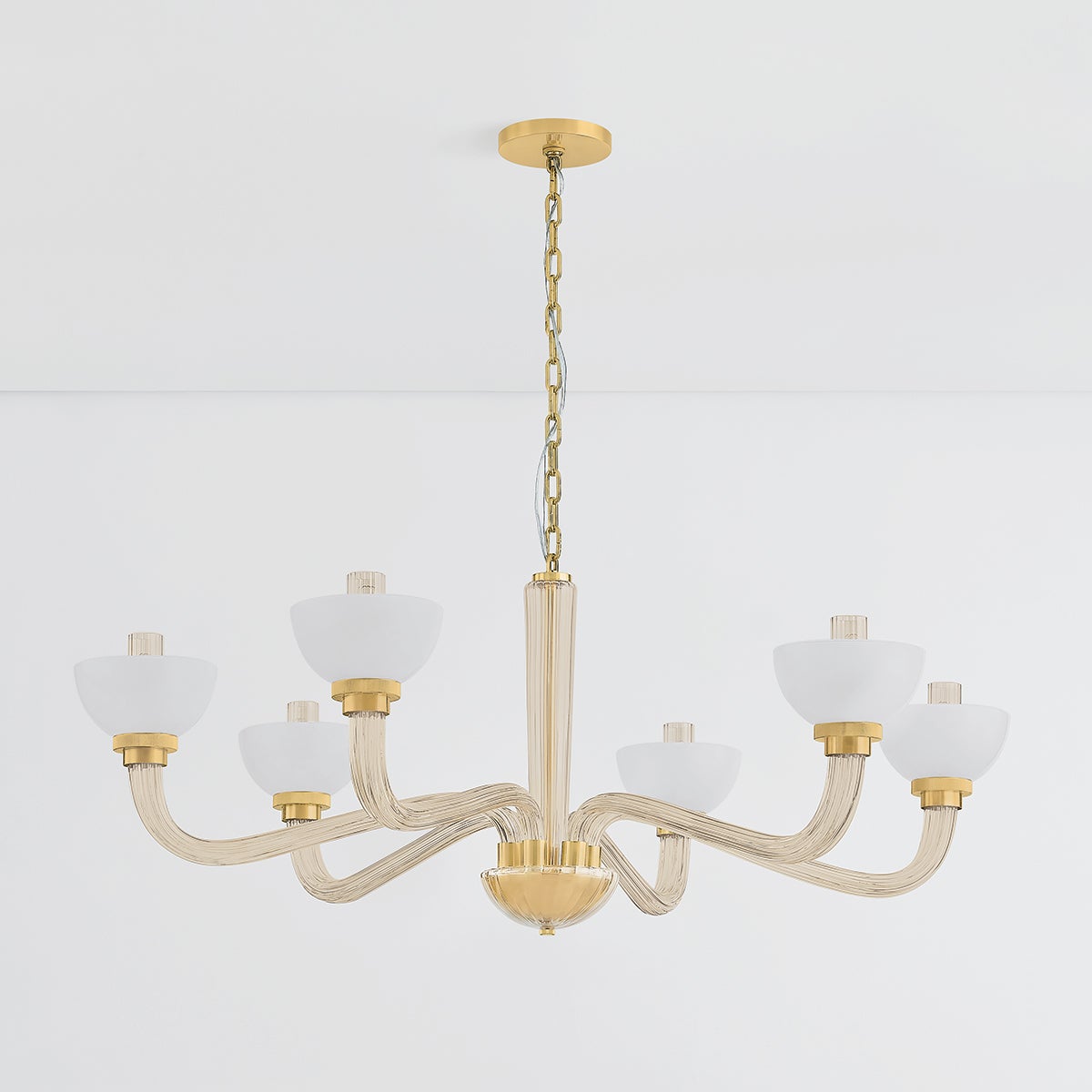 St. Lawrence Chandelier 48.5" in aged brass — a Hudson Valley chandelier for dining rooms, entries, and living rooms at Laurie Yapp Home.