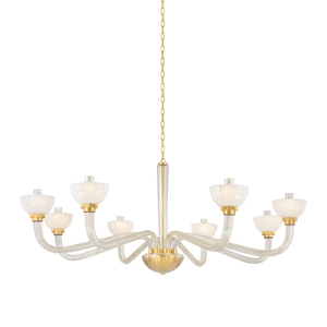 St. Lawrence Chandelier 61.75" in aged brass — a Hudson Valley chandelier for dining rooms, entries, and living rooms at Laurie Yapp Home.