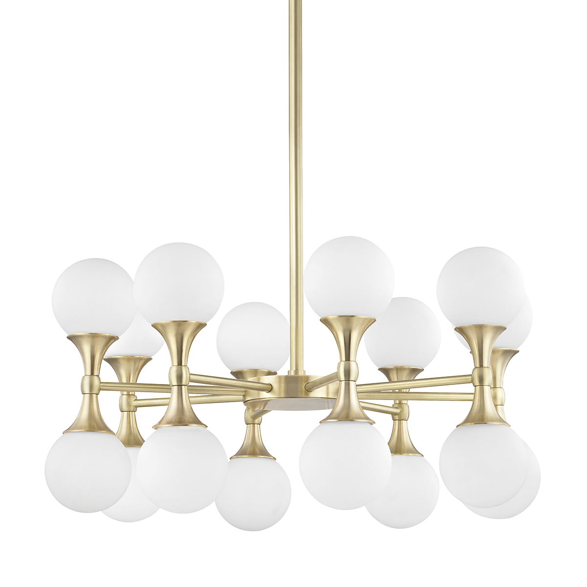 Astoria Chandelier 27" in aged brass — a Hudson Valley chandelier for dining rooms, entries, and living rooms at Laurie Yapp Home.