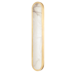 Manhasset Wall Sconce 5.75" x 28" in aged brass — a Hudson Valley wall sconce for bathrooms, hallways, and living rooms at Laurie Yapp Home.