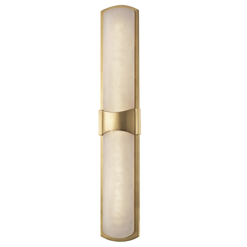 Valencia Wall Sconce 4.75" in aged brass — a Hudson Valley wall sconce for bathrooms, hallways, and living rooms at Laurie Yapp Home.
